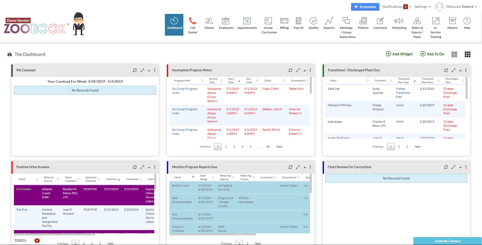 screenshot of Zoobook EHR